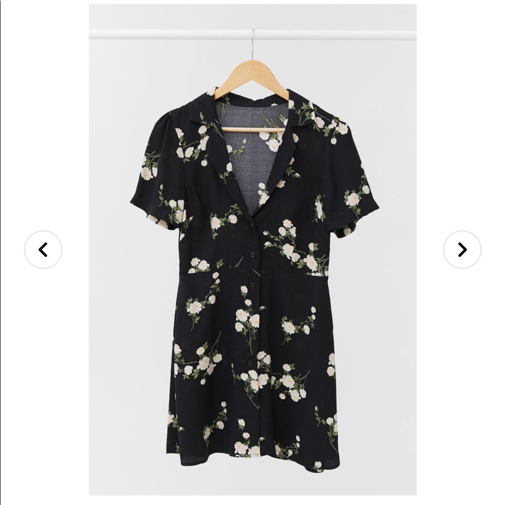 Urban Outfitters Urban Renewal Black and White Floral Button Front Dress XS